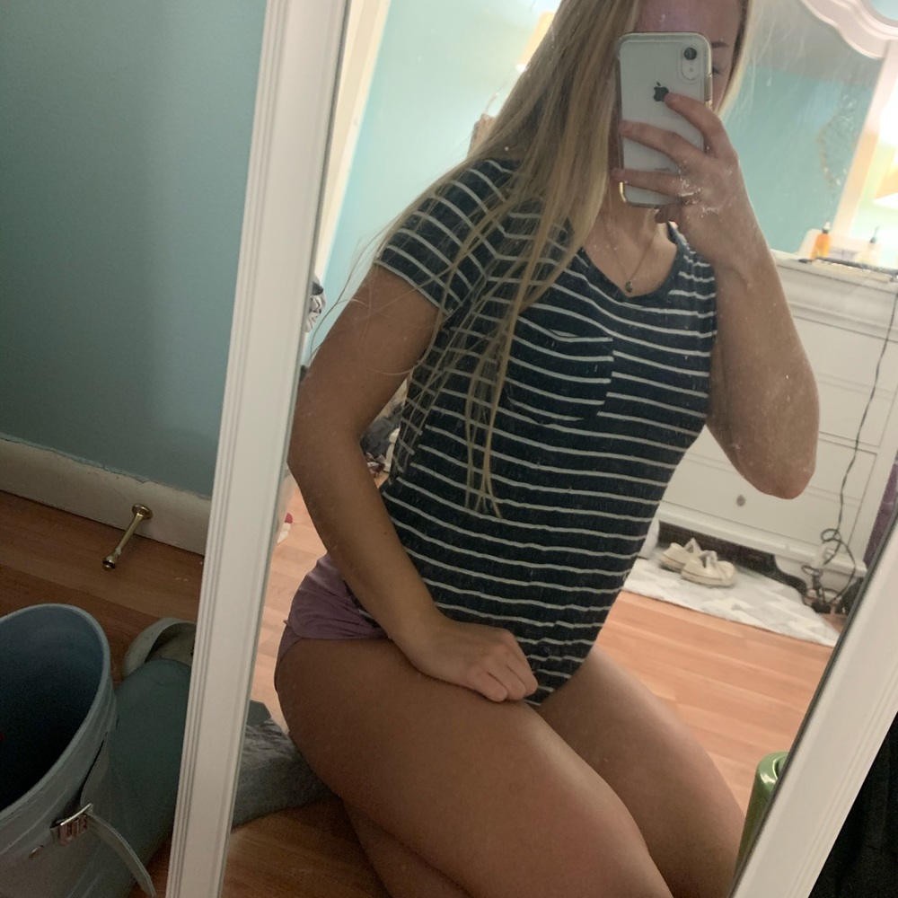 Hollister navy and white striped tee